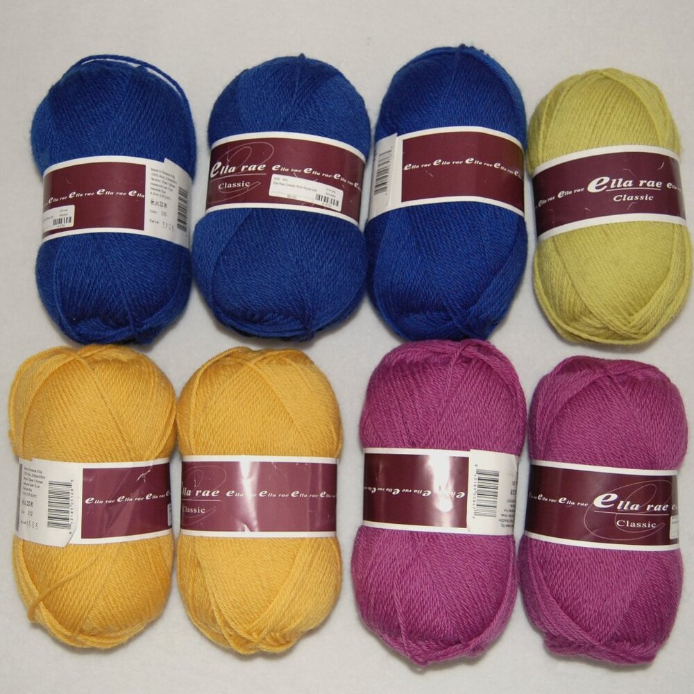 Mix Lot of Ella Rae Wool Yarn, #4 Worsted